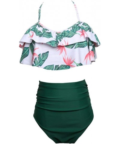 Girls Kids Swimsuit Two Pieces Bikini Set Ruffle Falbala Swimwear Bathing Suits Leaves + Green $10.12 Others