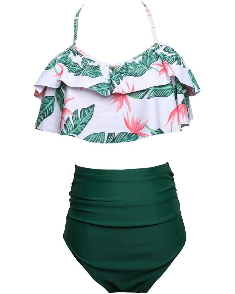 Girls Kids Swimsuit Two Pieces Bikini Set Ruffle Falbala Swimwear Bathing Suits Leaves + Green $10.12 Others