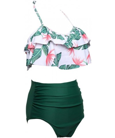 Girls Kids Swimsuit Two Pieces Bikini Set Ruffle Falbala Swimwear Bathing Suits Leaves + Green $10.12 Others