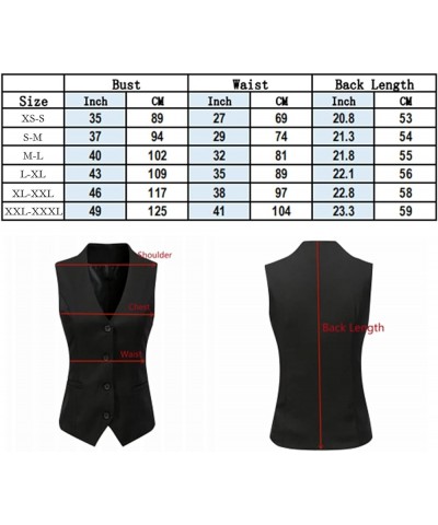 Women's Regular Fitted Vest Business Dress Suits Button Down Waistcoat Black $15.30 Vests