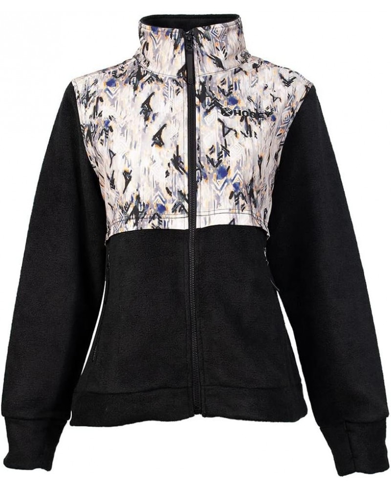 Women's Lightweight Fleece Tech Jacket with Pockets Cream/Black Aztec $29.40 Jackets