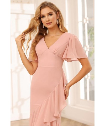 Women's Mermaid High Low Bridesmaid Dress with Ruffle Short Chiffon Formal Party Dress for Teens PU022 Waisthia $29.11 Dresses