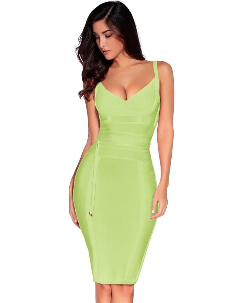 Womens Rayon Belt Detail Bandage Bodycon Party Dress Lightgreen $29.51 Dresses