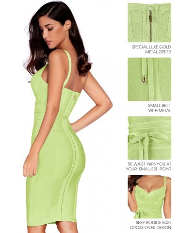 Womens Rayon Belt Detail Bandage Bodycon Party Dress Lightgreen $29.51 Dresses