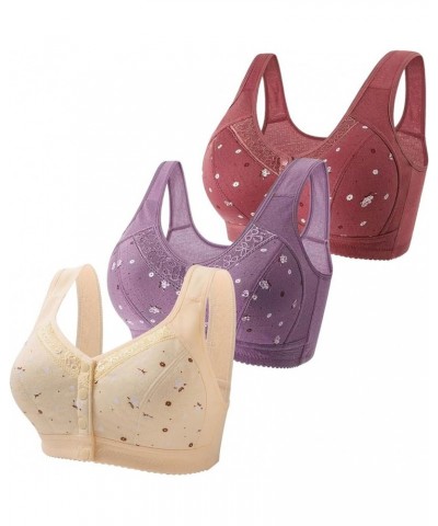 Front Snaps Daisy Bra for Seniors Everyday Bras, Bra for Older Women Front Button Workout Gym Yoga Bras Zz04-khaki $7.35 Ling...