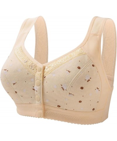 Front Snaps Daisy Bra for Seniors Everyday Bras, Bra for Older Women Front Button Workout Gym Yoga Bras Zz04-khaki $7.35 Ling...