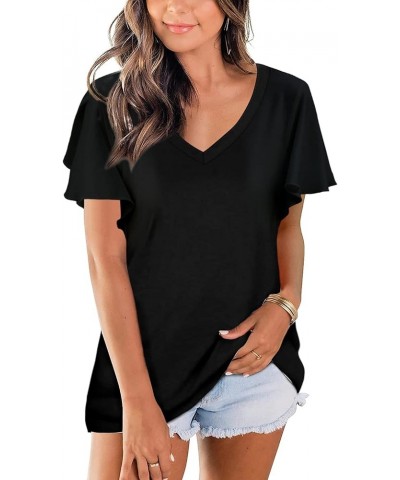 Women Summer Tops V-Neck T-Shirts Womens Tops Dressy Casual Puff Long-Sleeve Tops Tunic Tops Blouse Black $14.53 T-Shirts