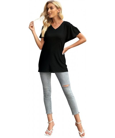 Women Summer Tops V-Neck T-Shirts Womens Tops Dressy Casual Puff Long-Sleeve Tops Tunic Tops Blouse Black $14.53 T-Shirts