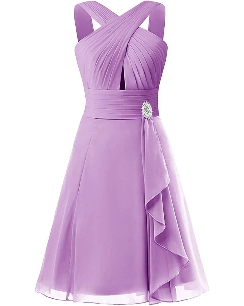 Homecoming Dresses Short Bridesmaid Dress Wedding Guest Dresses Keyhole Cocktail Dress Lilac $18.00 Dresses