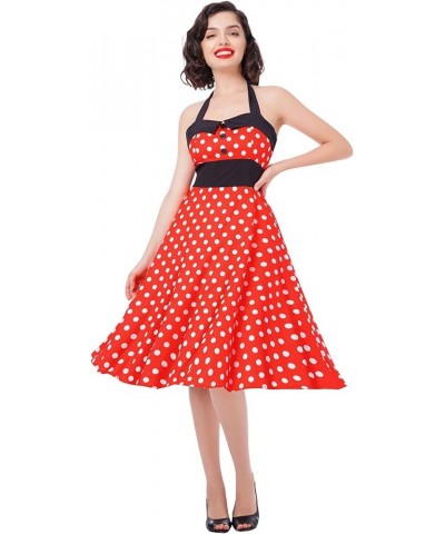 1950s Dresses for Women Polka Dot Retro Vintage Style Cocktail Party Swing Dress 50s Style Audrey Hepburn Rockabilly Dresses ...