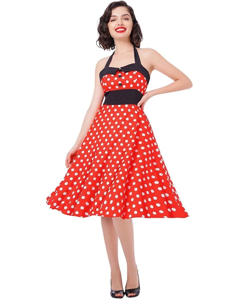 1950s Dresses for Women Polka Dot Retro Vintage Style Cocktail Party Swing Dress 50s Style Audrey Hepburn Rockabilly Dresses ...