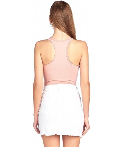 Sleeveless V Neck Solid Racer Back Snap Bottom Bodysuit Mauve $7.88 Bodysuits