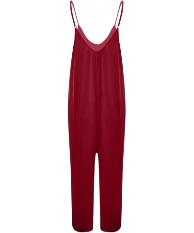 Jumpsuits for Women Dressy Spaghetti Strap Wide Leg Jumpsuits Loose Overalls Long Pants Romper Jumpsuit with Pockets 2024 B-r...