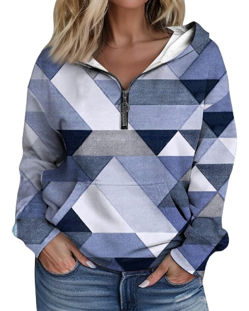 Womens Fashion Quarter Zip Outfits Clothes Half Zip Print Hoodies Cropped Tops Fleece Long Sleeve Sweatshirts 6-blue $12.46 H...