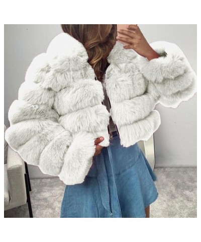 Faux Fur Coat Women Cropped Winter Coats Fleece Fuzzy Sherpa Jacket Warm Hooded Jackets Plus Size Fashion Outerwear 01-white ...