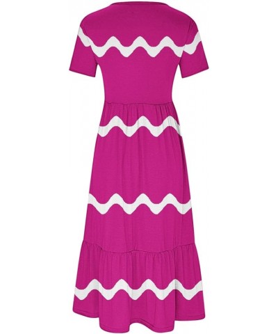 Maxi Summer Dresses for Women 2024 Vacation Trendy Short Sleeve Sundresses Casual Beach Dress Ruffle Flowy Dress 23-hot Pink ...