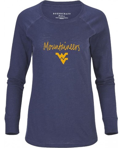 Women's NCAA Team Logo Solid Preppy Patch Tee West Virginia Mountaineers Medium Navy $9.23 Tops