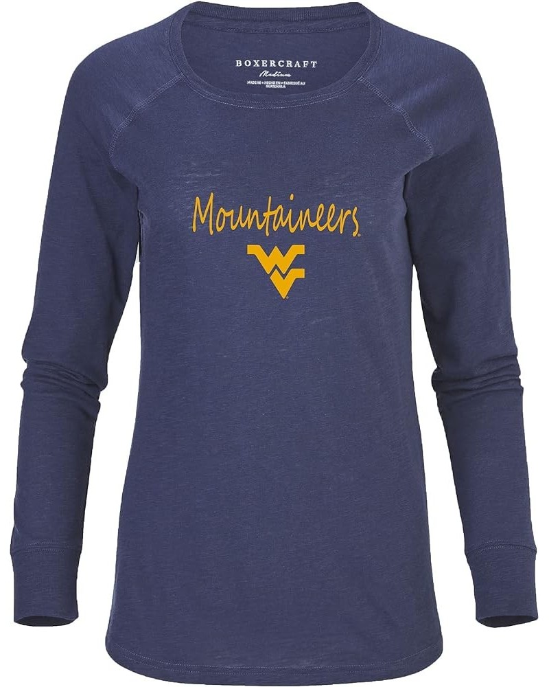 Women's NCAA Team Logo Solid Preppy Patch Tee West Virginia Mountaineers Medium Navy $9.23 Tops