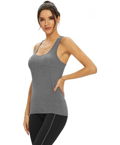 Racerback Workout Tank top for Women Activewear Running top Yoga 4 Pack Black/White/Grey/Army Green $17.04 Activewear