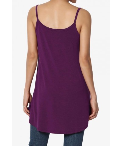 Women's Scoop V Neck Stretch Draped Jersey Flared Camisole Tunic Top Dark Plum $9.50 Tanks