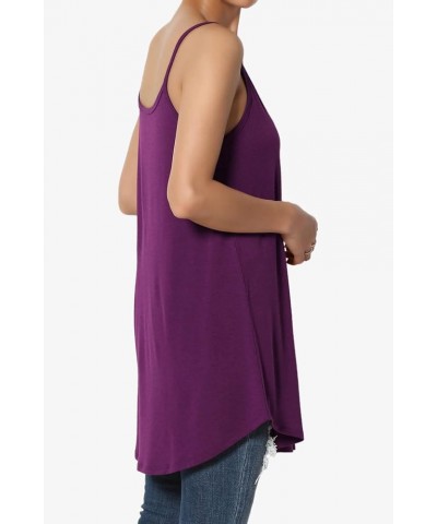 Women's Scoop V Neck Stretch Draped Jersey Flared Camisole Tunic Top Dark Plum $9.50 Tanks