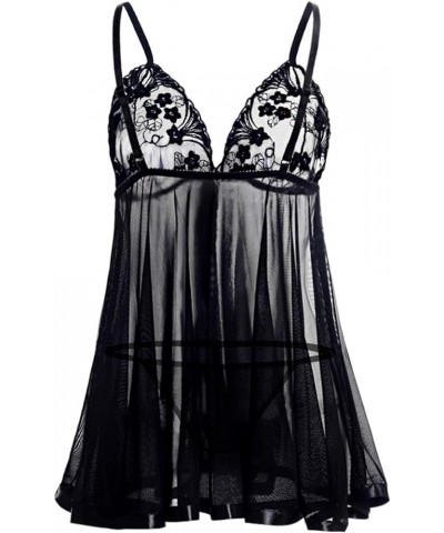 Sexy Lingerie Set for Women Sexy Lace Babydoll Chemise Basques Halter Nightdress Basques Sleepwear Nightwear Bodysuit 156-hjh...