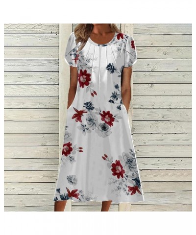 Tshirt Dress for Women 2024 Casual Plus Size Summer Midi Dress Boho Floral Print Loose Flowy Long Dresses with Pockets 03 Red...