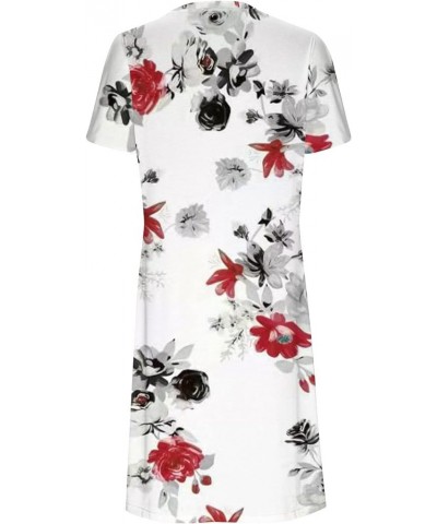 Tshirt Dress for Women 2024 Casual Plus Size Summer Midi Dress Boho Floral Print Loose Flowy Long Dresses with Pockets 03 Red...