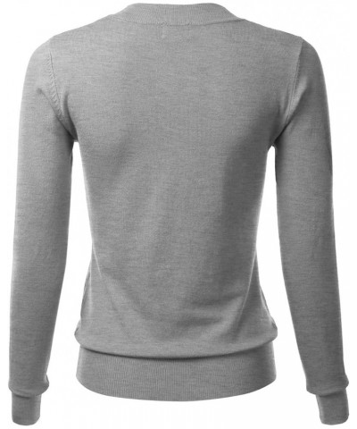 Women's Soft Basic Thick V-Neck Pullover Long Sleeve Knit Sweater (S-XL) Fc645_heathergrey $17.75 Sweaters