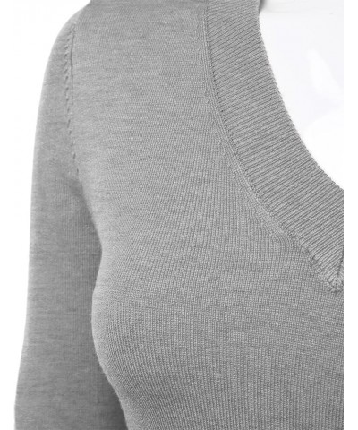 Women's Soft Basic Thick V-Neck Pullover Long Sleeve Knit Sweater (S-XL) Fc645_heathergrey $17.75 Sweaters