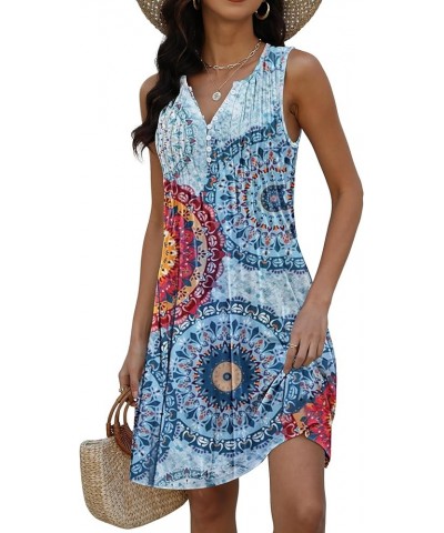 Beach Dresses for Women 2024 Vacation Summer Dress Trendy Boho Floral Print Button Down V Neck Sleeveless Sundress Flower2 $1...