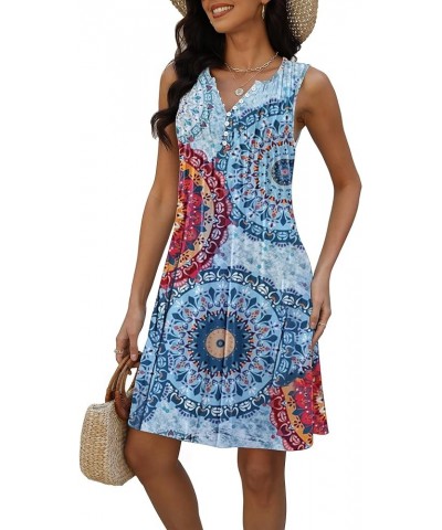 Beach Dresses for Women 2024 Vacation Summer Dress Trendy Boho Floral Print Button Down V Neck Sleeveless Sundress Flower2 $1...