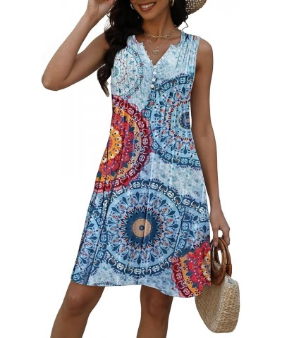 Beach Dresses for Women 2024 Vacation Summer Dress Trendy Boho Floral Print Button Down V Neck Sleeveless Sundress Flower2 $1...