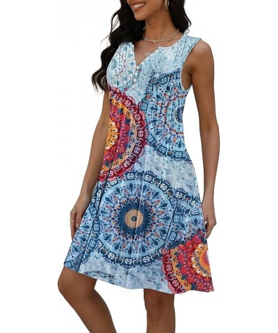 Beach Dresses for Women 2024 Vacation Summer Dress Trendy Boho Floral Print Button Down V Neck Sleeveless Sundress Flower2 $1...