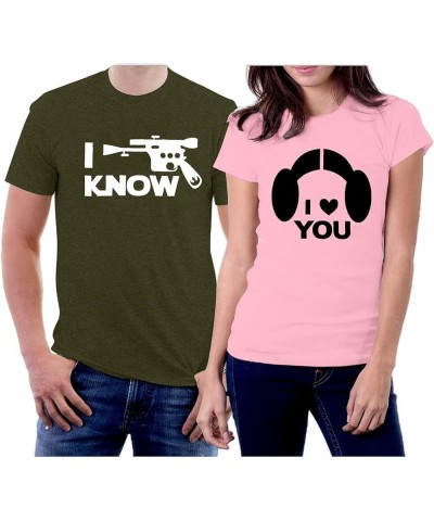 Couple Shirt Princes Leia Hon Solo T-Shirt I Love You I Know Letter Tee Valentine's Day Gift Tops Green $12.34 T-Shirts