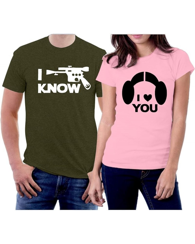 Couple Shirt Princes Leia Hon Solo T-Shirt I Love You I Know Letter Tee Valentine's Day Gift Tops Green $12.34 T-Shirts