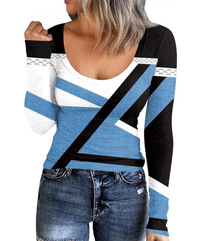 Womens Sweaters Fall Women's Fall Long Sleeve V Neck T Shirts Ribbed Knit Sweater Solid Basic Casual Tee Tops 01-blue $8.89 S...