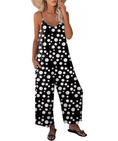 Womens Casual Loose Sleeveless Bohemian Beach Jumpsuits Spaghetti Strap Wide Leg Rompers with Pockets Z-r2023-no Stretch $11....