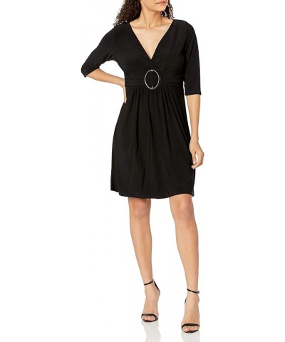 Women's Plus-Size A-Line O-Ring Dress Black Solid $17.86 Dresses