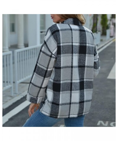 Shacket Jacket Women 2024 Fall Long Sleeve Coats Dressy Boyfriend Plaid Print Outerwear Classic Button Cardigan C2-black $12....