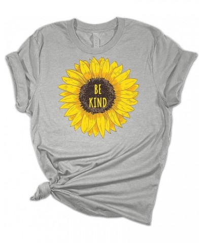 Women's Graphic Shirt Be Kind Sunflower Bella Short Sleeve Summer T-Shirt Heather Kelly $12.86 T-Shirts