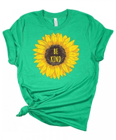 Women's Graphic Shirt Be Kind Sunflower Bella Short Sleeve Summer T-Shirt Heather Kelly $12.86 T-Shirts