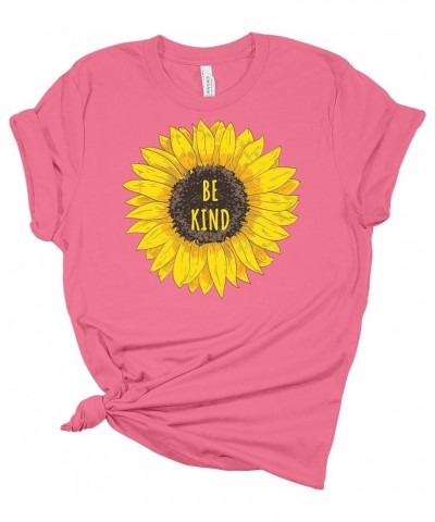 Women's Graphic Shirt Be Kind Sunflower Bella Short Sleeve Summer T-Shirt Heather Kelly $12.86 T-Shirts