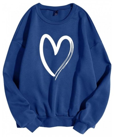 Heart Print Sweatshirt Women,Long Sleeve Crew Neck Casual Oversized Soft Pullover Tops Shirts Love Casual Cute Tops Z7-blue $...