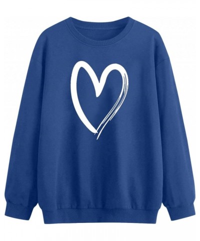 Heart Print Sweatshirt Women,Long Sleeve Crew Neck Casual Oversized Soft Pullover Tops Shirts Love Casual Cute Tops Z7-blue $...