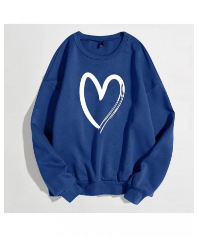 Heart Print Sweatshirt Women,Long Sleeve Crew Neck Casual Oversized Soft Pullover Tops Shirts Love Casual Cute Tops Z7-blue $...