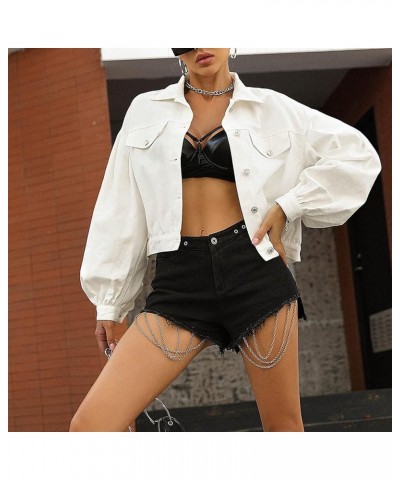 Drop Shoulder Jean Jacket for Women Trendy Casual Crop Jean Outerwear Vintage Washed Denim Coat Jackets Tops White $16.06 Jac...