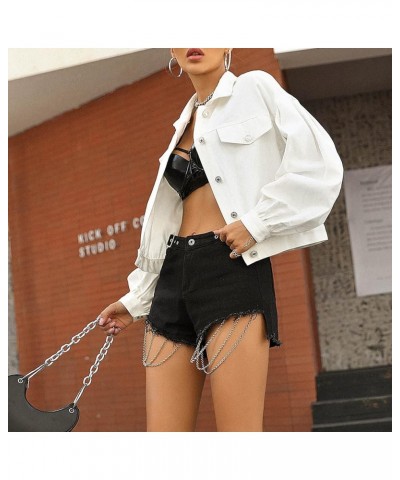 Drop Shoulder Jean Jacket for Women Trendy Casual Crop Jean Outerwear Vintage Washed Denim Coat Jackets Tops White $16.06 Jac...