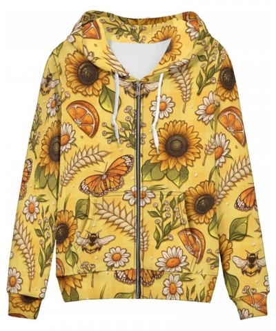 Women's Hooded Sweatshirt Cute Sweatshirts for Women Baggy for Outdoor Sports Sunflower Butterflies $22.61 Hoodies & Sweatshirts