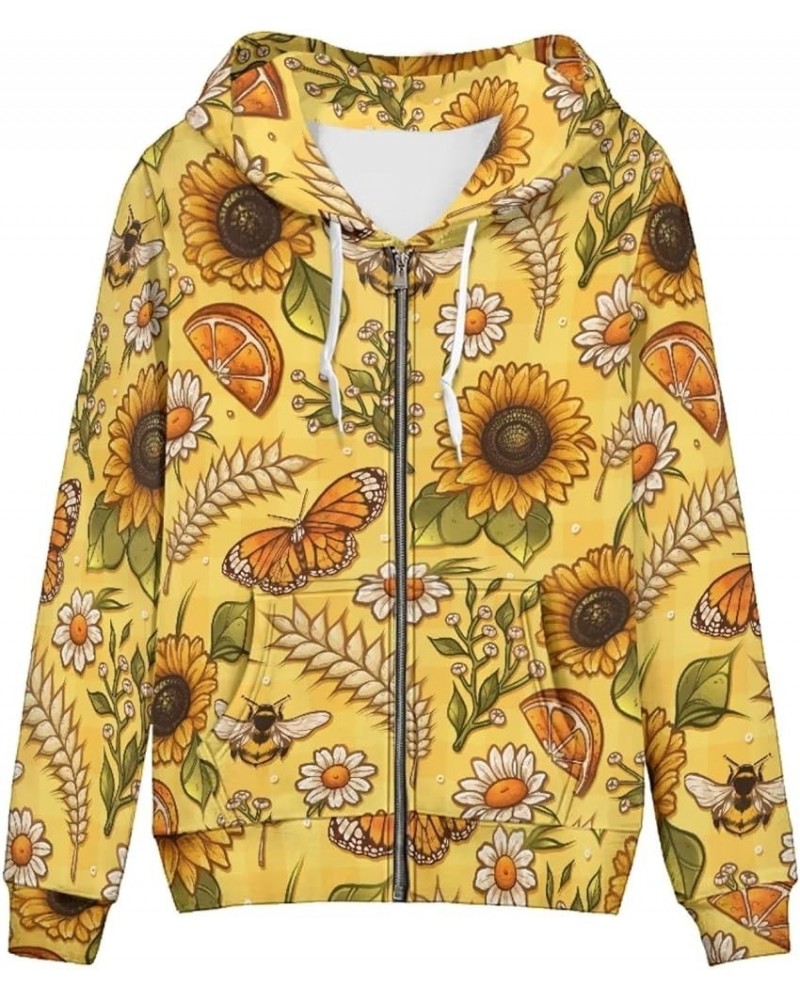 Women's Hooded Sweatshirt Cute Sweatshirts for Women Baggy for Outdoor Sports Sunflower Butterflies $22.61 Hoodies & Sweatshirts